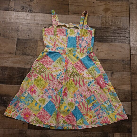 Yves Cossette Depeche Mode Patchwork Sundress Women’s Size 12 Petite Floral - Picture 10 of 11